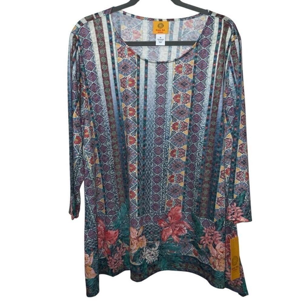 NWT Ruby Rd Boho 3/4 Sleeve Tunic Top size 1X NWT - image 3